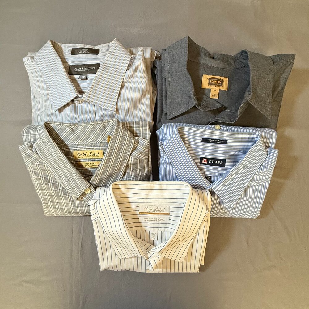 Men's Lot of 5 Dress Shirts Button Down Long Sleeve
